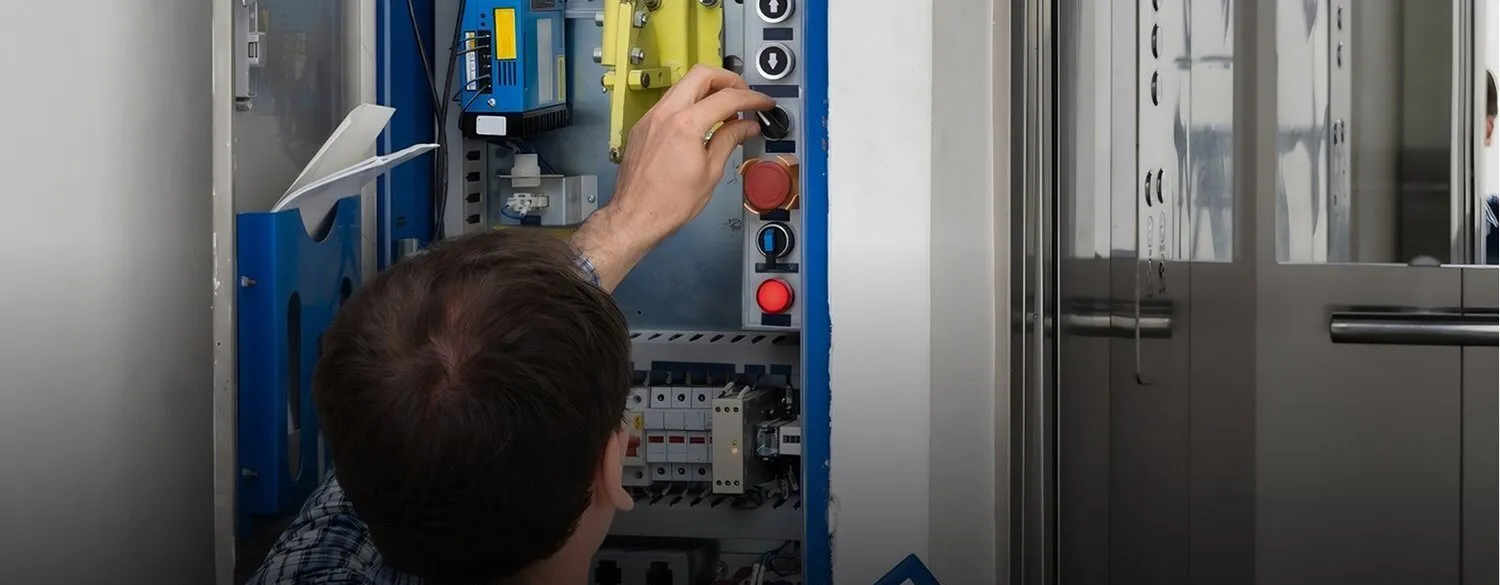 Electrician working on a control panel