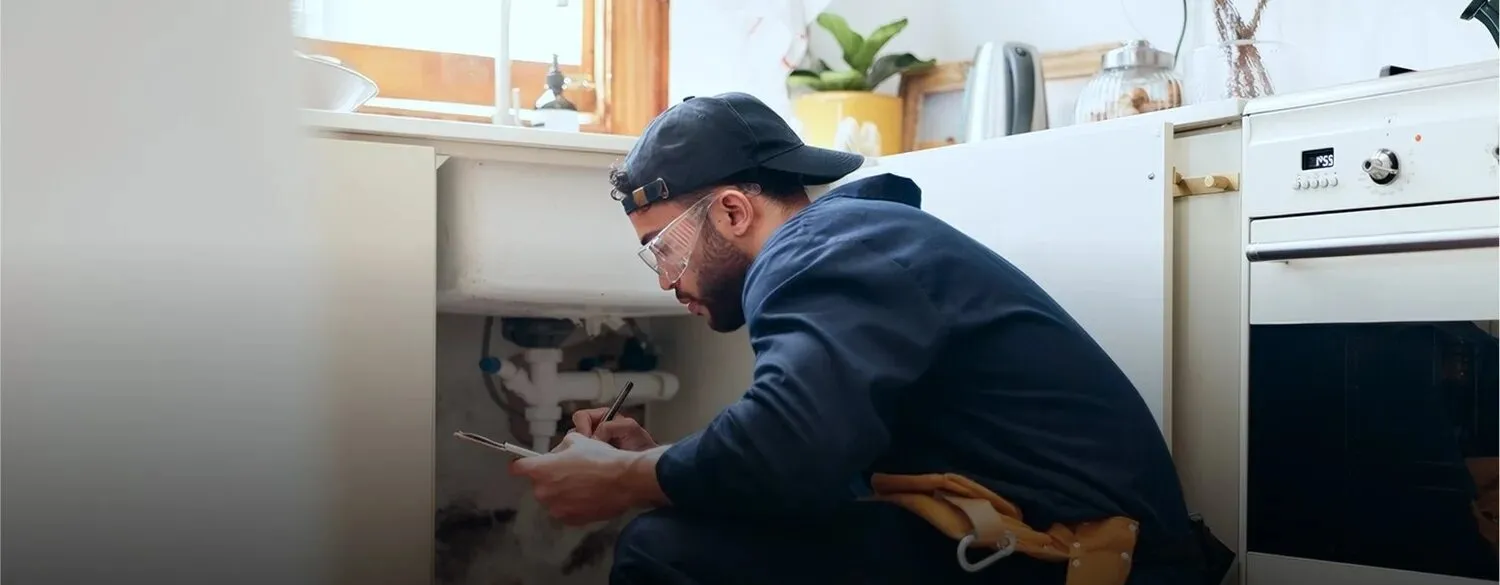Plumber repairing a kitchen sink